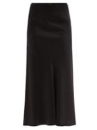 Matchesfashion.com Maison Margiela - Exposed-stitching Satin Midi Skirt - Womens - Black