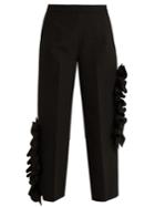 Msgm Ruffled Stretch-cady Cropped Trousers