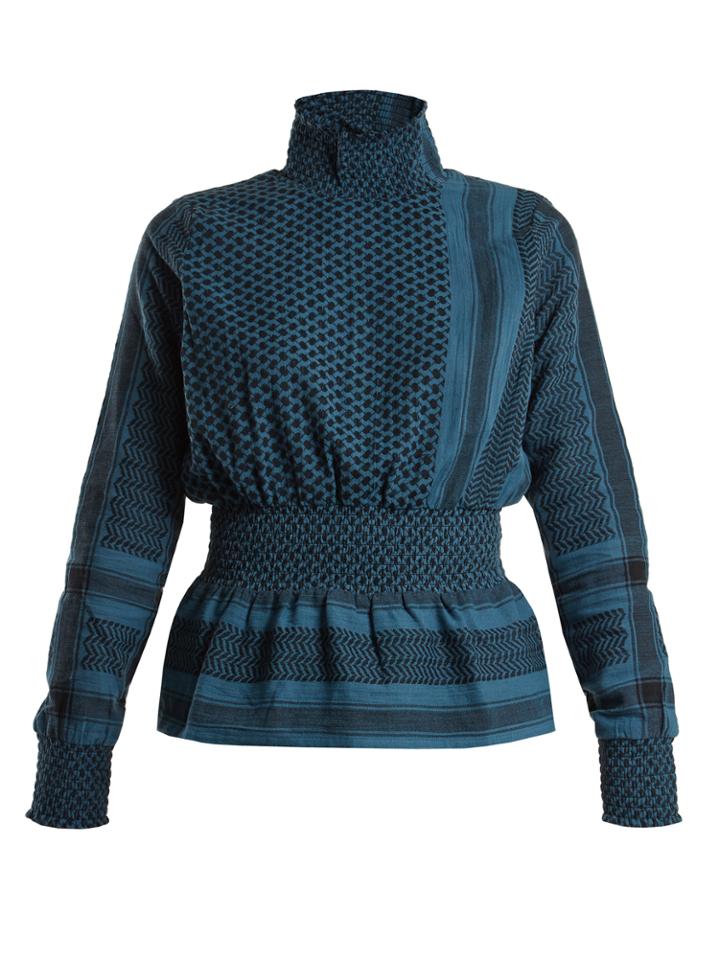 Cecilie Copenhagen Hiker High-neck Scarf-jacquard Cotton Top