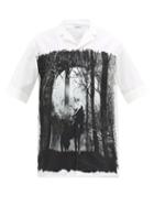 Matchesfashion.com Valentino - Night Wolf-print Cotton Bowling Shirt - Mens - White Black