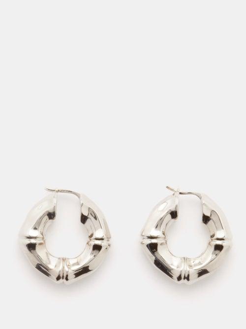 Amina Muaddi - Small Bamboo Hoop Earrings - Womens - Silver