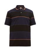 Matchesfashion.com Paul Smith - Artist-stripe Cotton-piqu Polo Shirt - Mens - Navy