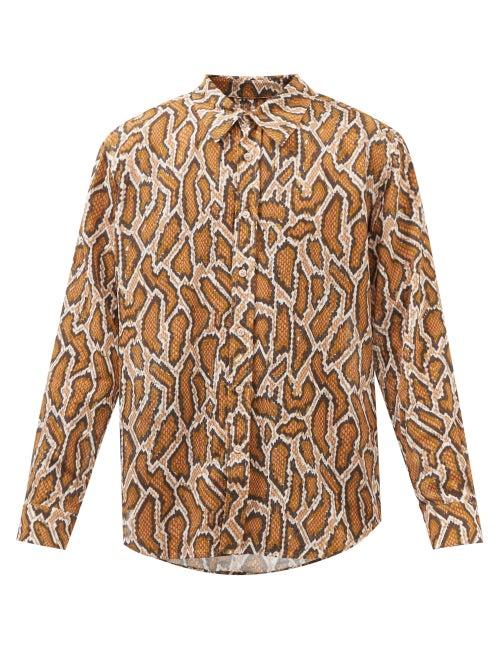 Martine Rose - Python-print Cotton Shirt - Mens - Brown