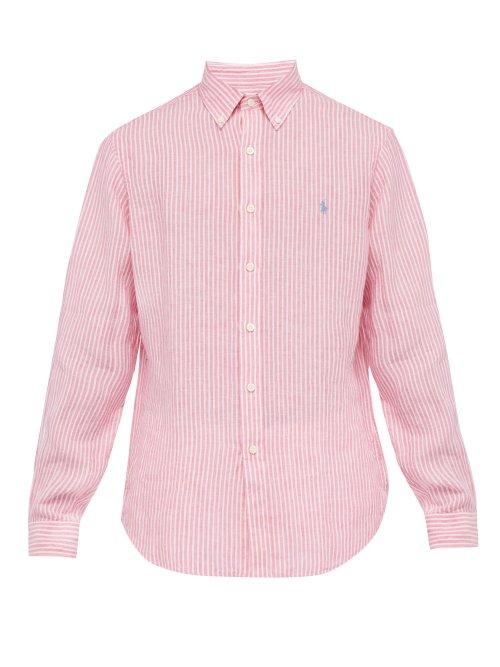 Matchesfashion.com Polo Ralph Lauren - Striped Linen Shirt - Mens - Pink