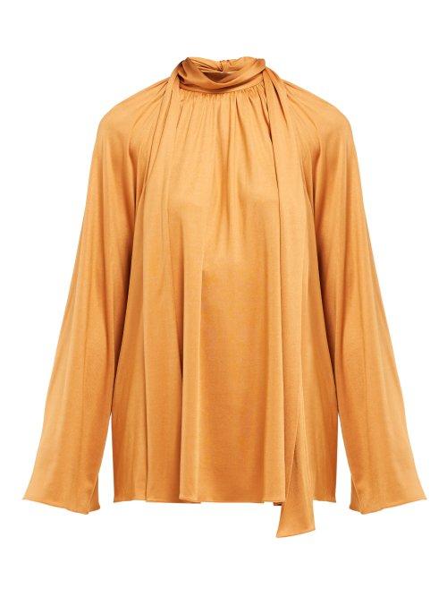 Matchesfashion.com The Row - Merrian Fluted Sleeve Blouse - Womens - Tan