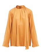 Matchesfashion.com The Row - Merrian Fluted Sleeve Blouse - Womens - Tan