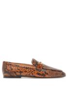 Matchesfashion.com Tod's - Double T Bar Python Effect Leather Loafers - Womens - Brown Multi