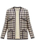 Matchesfashion.com Gucci - Houndstooth Tweed Jacket - Womens - Blue White
