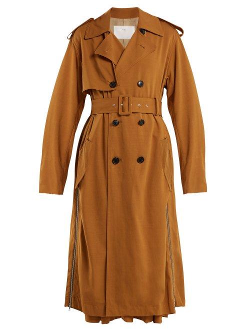 Matchesfashion.com Toga - Double Breasted Side Zip Trench Coat - Womens - Camel