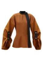 Roksanda - Letizia Balloon-sleeve Wool-blend Twill Blouse - Womens - Brown