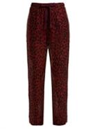 Matchesfashion.com On The Island - Antiparos Leopard Print Silk Trousers - Womens - Burgundy