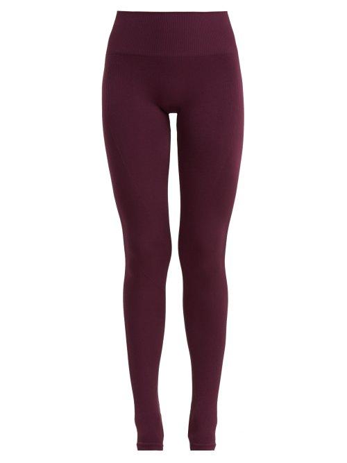 Matchesfashion.com Pepper & Mayne - Margot Rib Knit Stirrup Leggings - Womens - Dark Purple