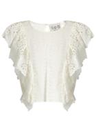 Sea Ruffled-front Broderie-anglaise Cotton Top