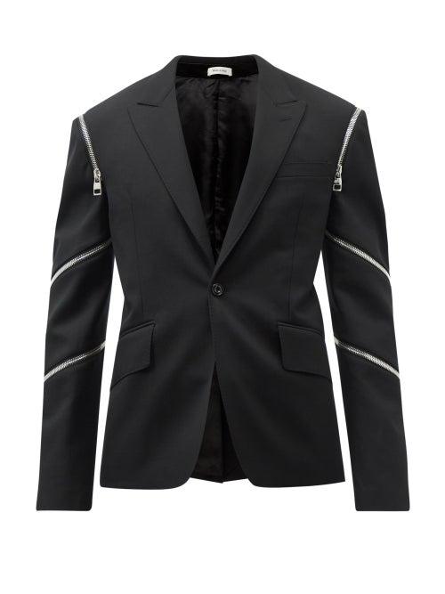Alexander Mcqueen - Zipped Wool-twill Suit Jacket - Mens - Black