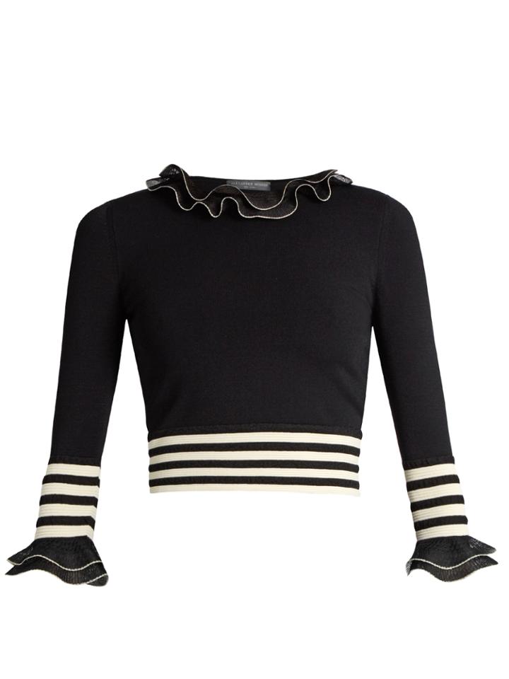 Alexander Mcqueen Ruffle-trimmed Cropped Sweater