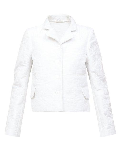 Matchesfashion.com Cecilie Bahnsen - Mara Single-breasted Quilted-satin Jacket - Womens - White