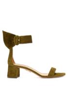 Matchesfashion.com Aquazzura - Palace 50 Block Heel Suede Sandals - Womens - Khaki