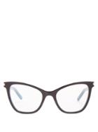 Matchesfashion.com Saint Laurent - Monogram Cat Eye Squared Frame Glasses - Womens - Black