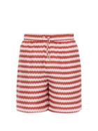 Matchesfashion.com All At Sea - Wave Print Silk Pyjama Shorts - Mens - Red