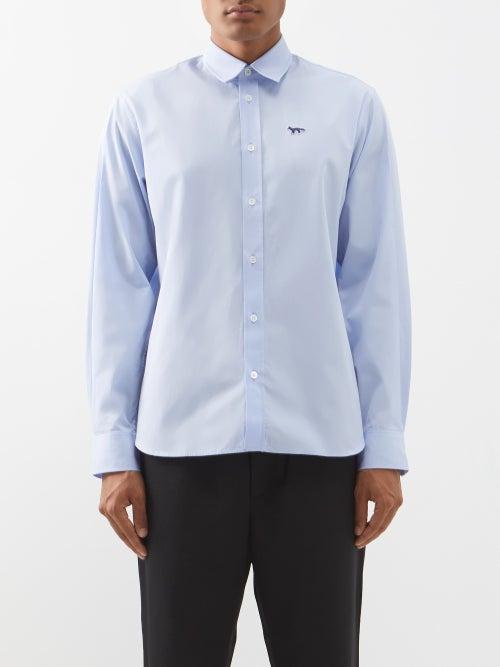 Maison Kitsun - Fox Head-patch Cotton Shirt - Mens - Blue