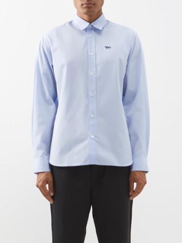 Maison Kitsun - Fox Head-patch Cotton Shirt - Mens - Blue