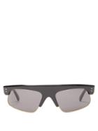 Matchesfashion.com Celine Eyewear - Browline Rectangular Acetate And Metal Sunglasses - Mens - Black