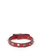 Matchesfashion.com Valentino - Rockstud Leather Bracelet - Mens - Red