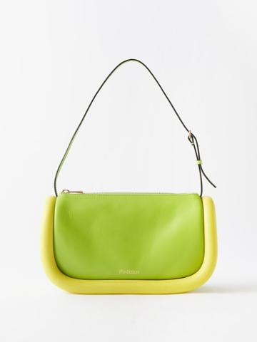 Jw Anderson - Bumper Bi-colour Leather Shoulder Bag - Womens - Green Yellow