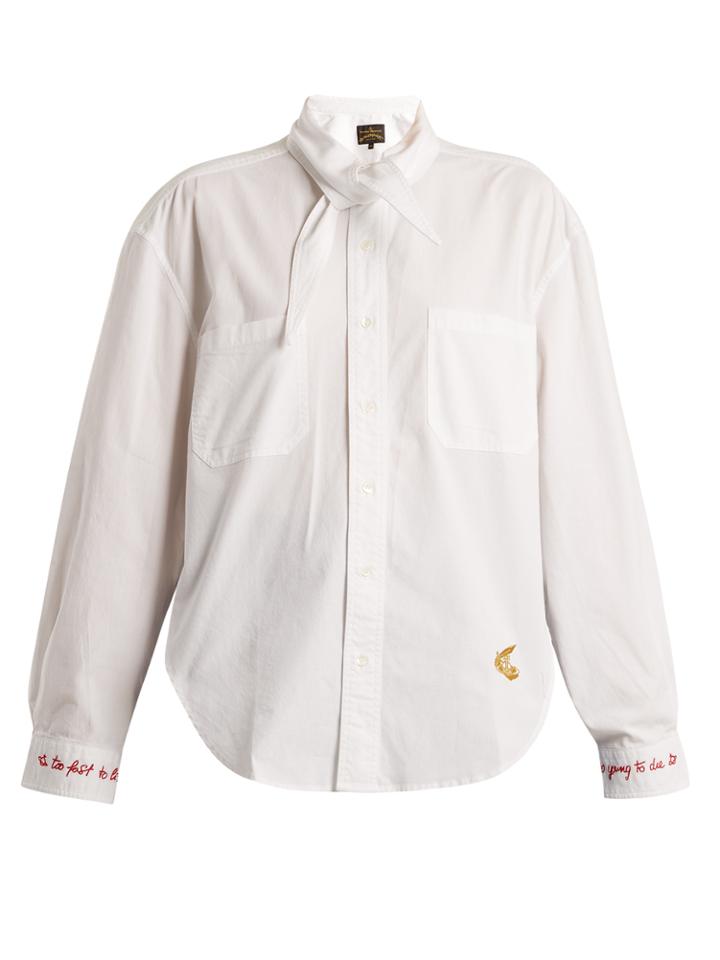 Vivienne Westwood Anglomania Jade Embroidered Oversized Cotton Shirt