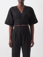 Three Graces London - Koralline Fil Coup-cotton Wrap Top - Womens - Black