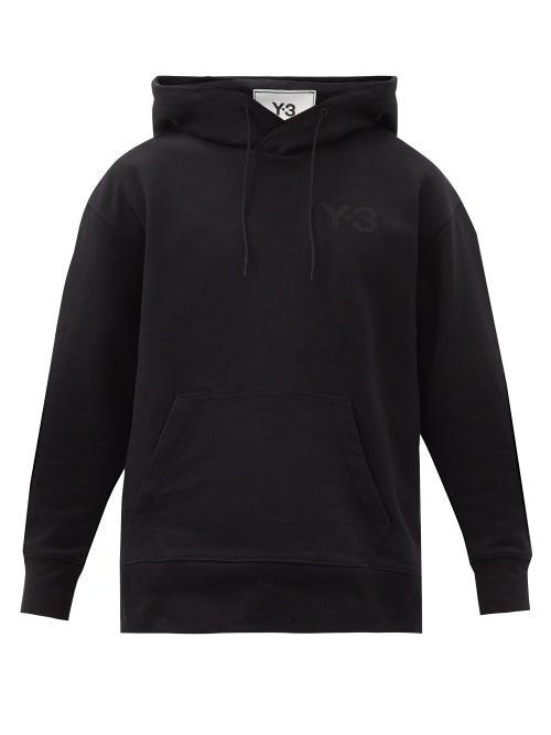 Mens Rtw Y-3 - Logo-print Cotton-jersey Hooded Sweatshirt - Mens - Black