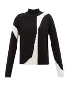 Joseph - Abstract-intarsia Ribbed-knit Merino-blend Sweater - Womens - Black