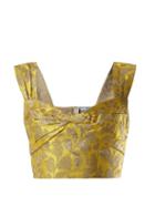 Matchesfashion.com Prada - Sweetheart Neck Floral Brocade Top - Womens - Yellow