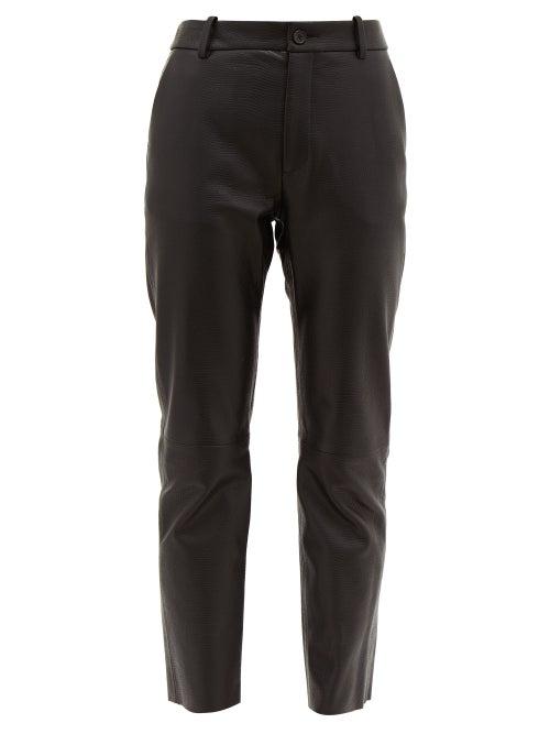 Matchesfashion.com Nili Lotan - Montauk Lizard Effect Leather Slim Leg Trousers - Womens - Black