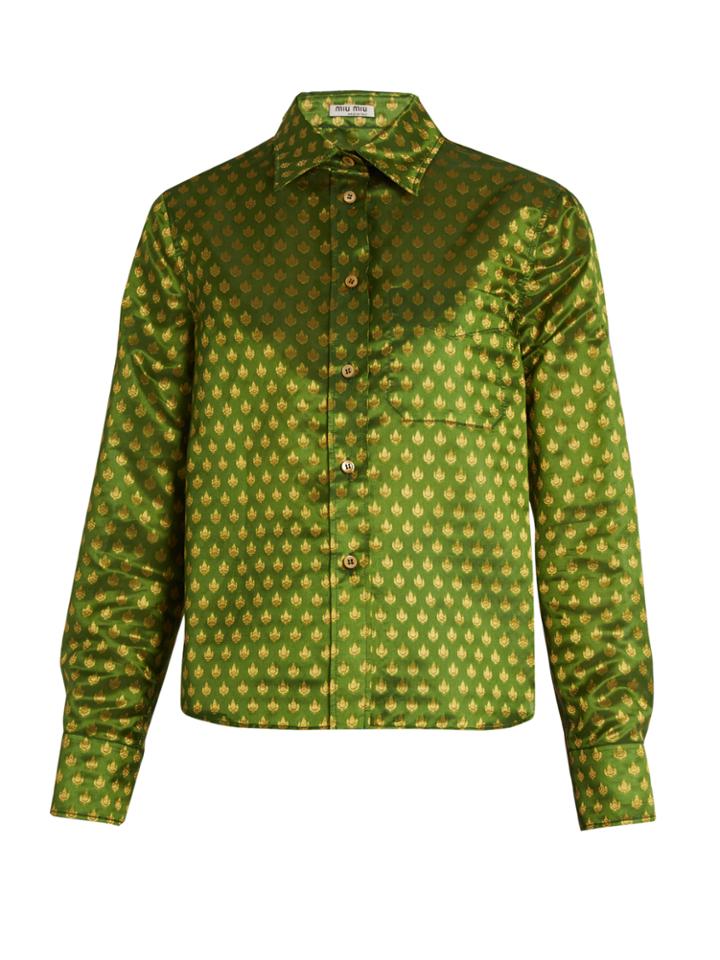 Miu Miu Leaf-jacquard Blouse
