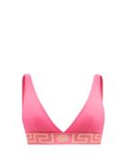 Versace - Greca-jacquard Bikini Top - Womens - Pink