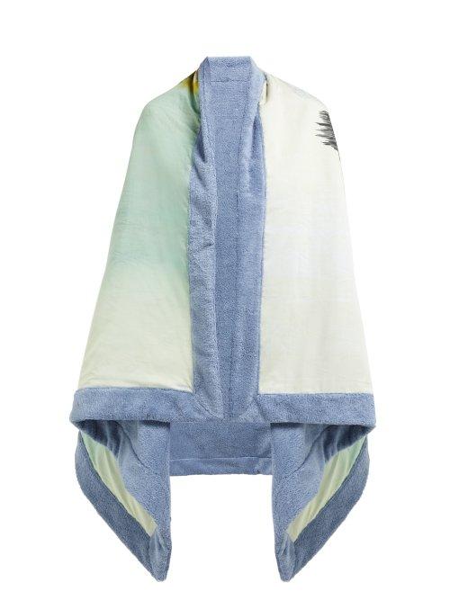 Matchesfashion.com Etro - Hawaiian Print Terry Towelling Cotton Poncho - Womens - Blue