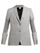 Matchesfashion.com Burberry - Single Breasted Ribbed Panel Wool Blazer - Womens - Grey