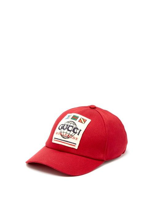 Matchesfashion.com Gucci - Worldwide Logo Canvas Cap - Mens - Red