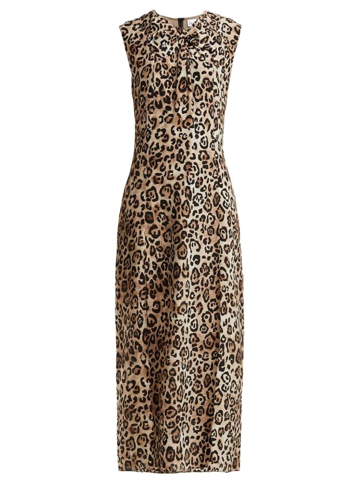 Raey Knot-front Leopard-print Silk Dress