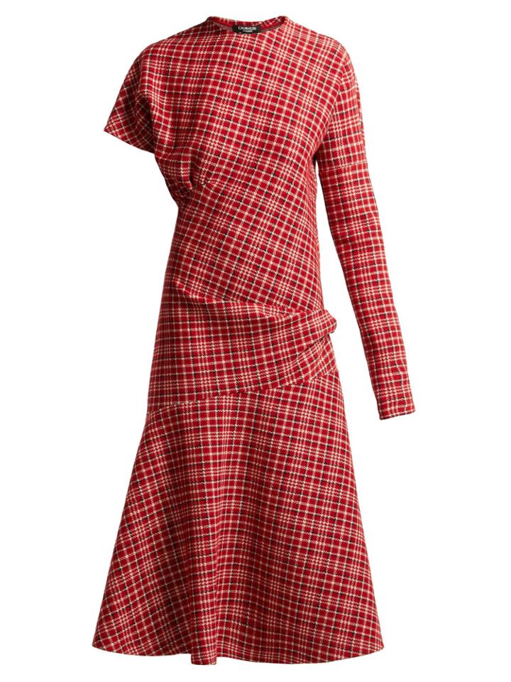 Calvin Klein 205w39nyc Asymmetric Checked Dress