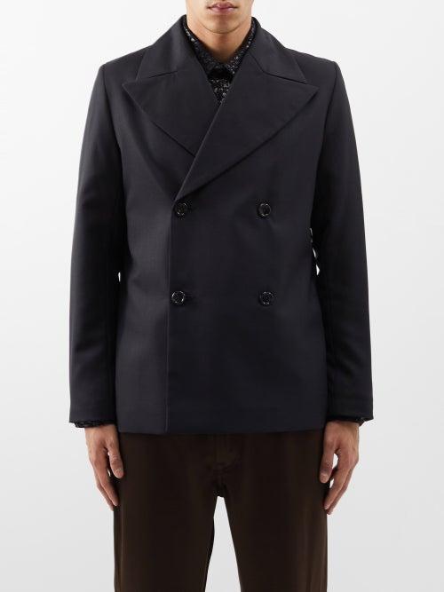 Sfr - Hamra Double-breasted Twill Jacket - Mens - Black