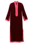 Matchesfashion.com Muzungu Sisters - Alia Woven Trim Velvet Tunic Dress - Womens - Dark Red