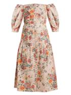 Rebecca Taylor Off-the-shoulder Floral-print Cotton-blend Dress