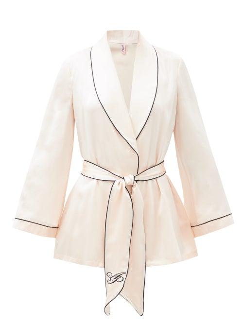 Agent Provocateur - Classic Silk-satin Pyjama Top - Womens - Light Pink