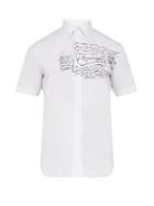 Matchesfashion.com Berluti - Scritto Printed Stretch Cotton Poplin Shirt - Mens - White