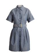 Matchesfashion.com Diane Von Furstenberg - Belted Cotton Chambray Dress - Womens - Blue