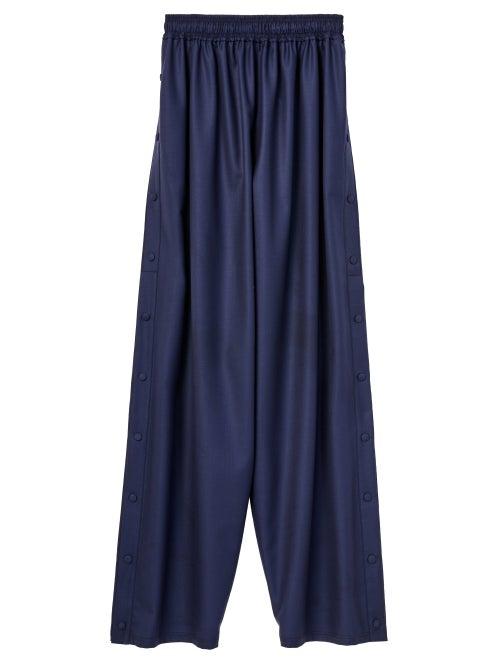 Matchesfashion.com Loewe - Buttoned-outseam Wool Tailored Track Pants - Womens - Navy