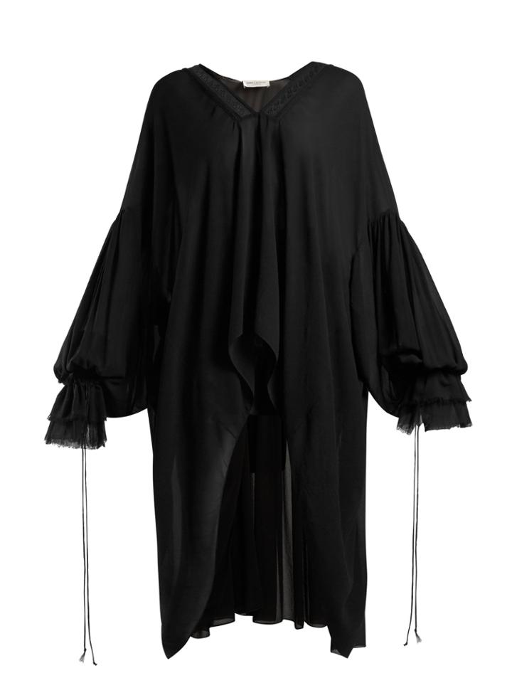 Saint Laurent V-neck Ruffle-trimmed Blouse