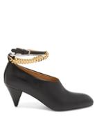Matchesfashion.com Jil Sander - Anklet-chain Leather Cone-heel Pumps - Womens - Black